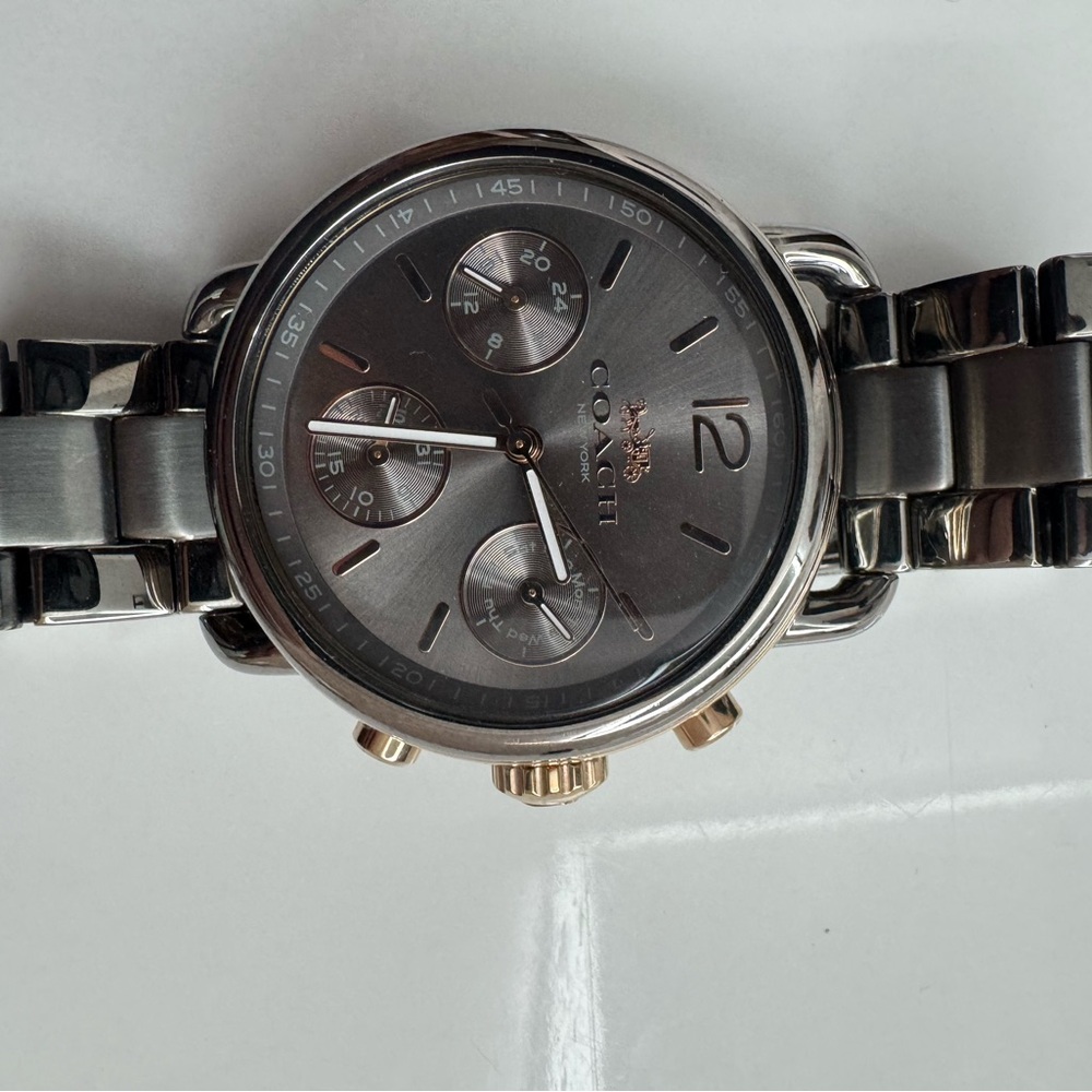 Coach Black and Silver Chronograph Watch